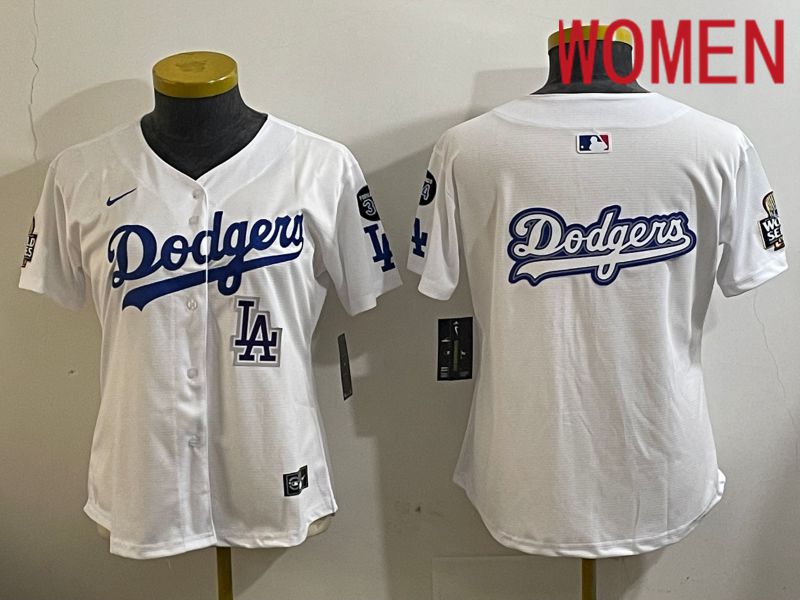 Women Los Angeles Dodgers Blank White Game 2024 Nike MLB Jersey style 112125->women mlb jersey->Women Jersey